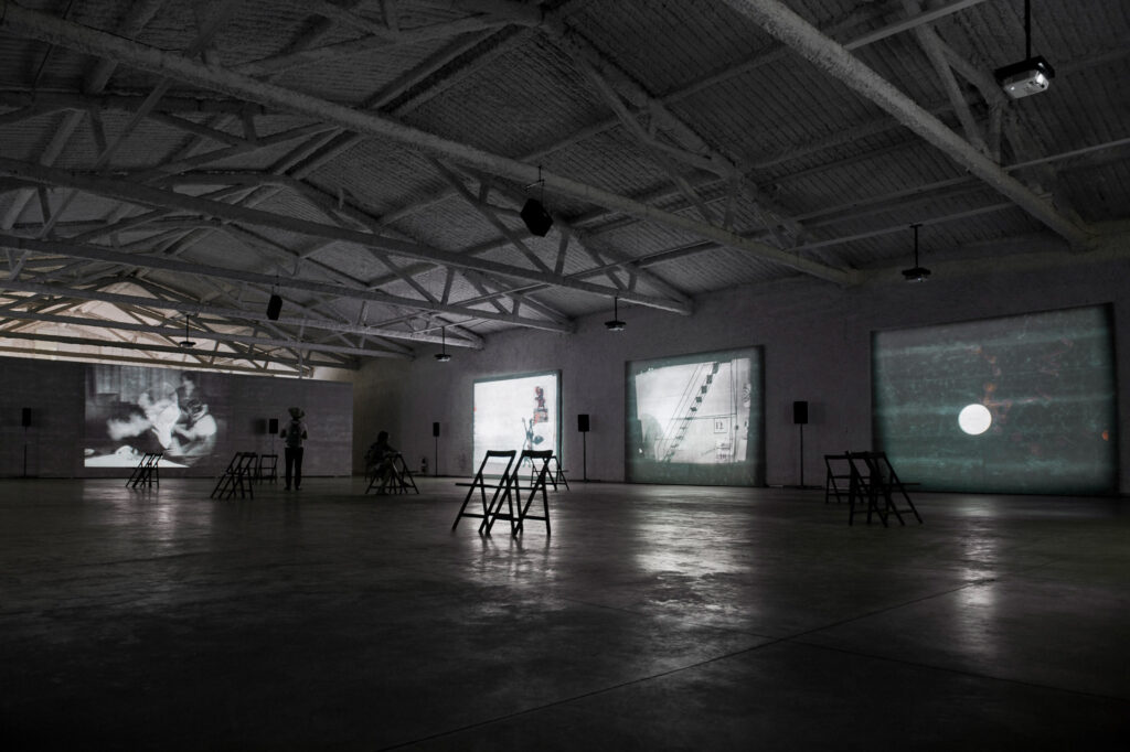 Obra I am not me, the horse is not mine, 2008, de William Kentrigde,. Acervo de arte contemporânea do Inhotim