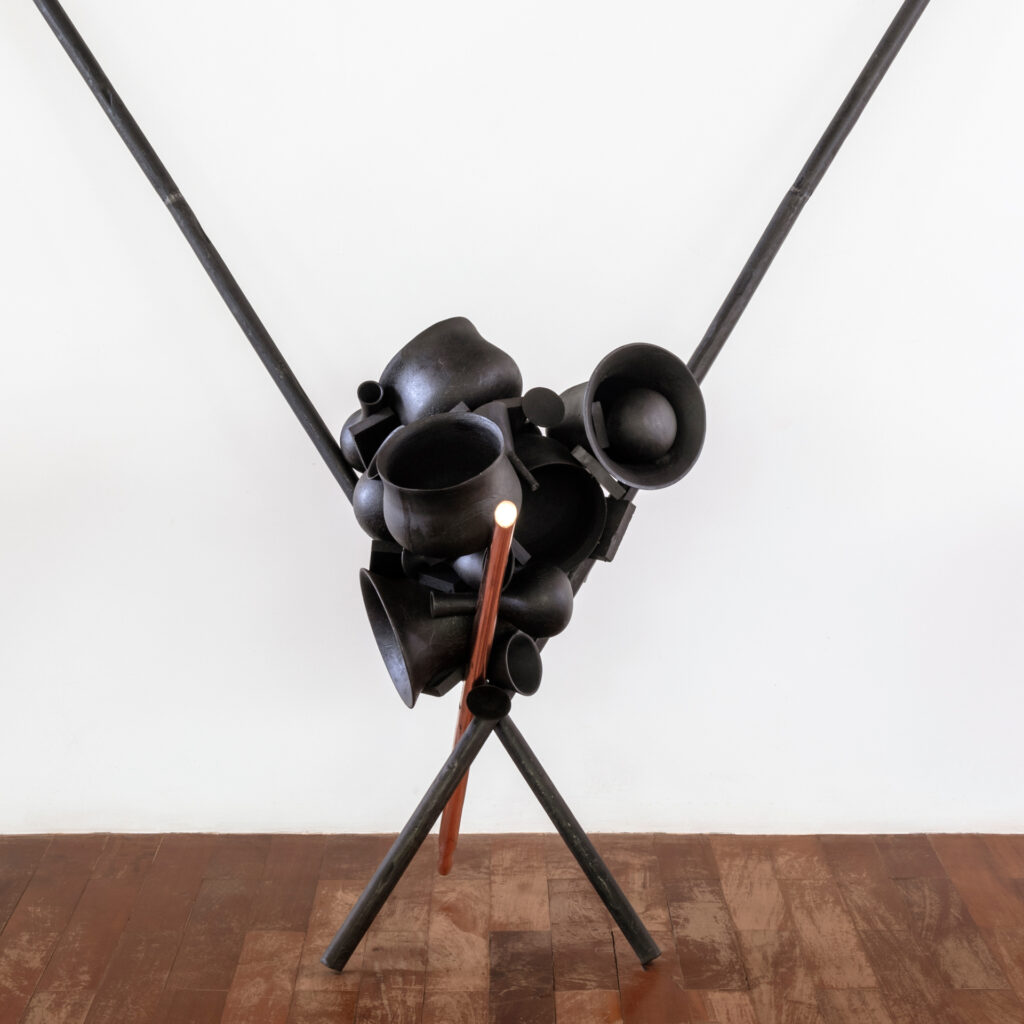 Obra A Bela e a Fera, 2001, de Tunga. Acervo de arte contemporânea Inhotim