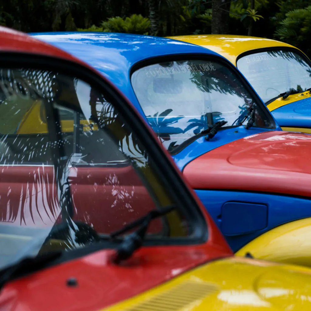 Jarbas Lopes, Troca-troca, 2002, [detalhe],  3 fuscas com aparelhagem de som, dimensões variáveis.  Foto: William Gomes.